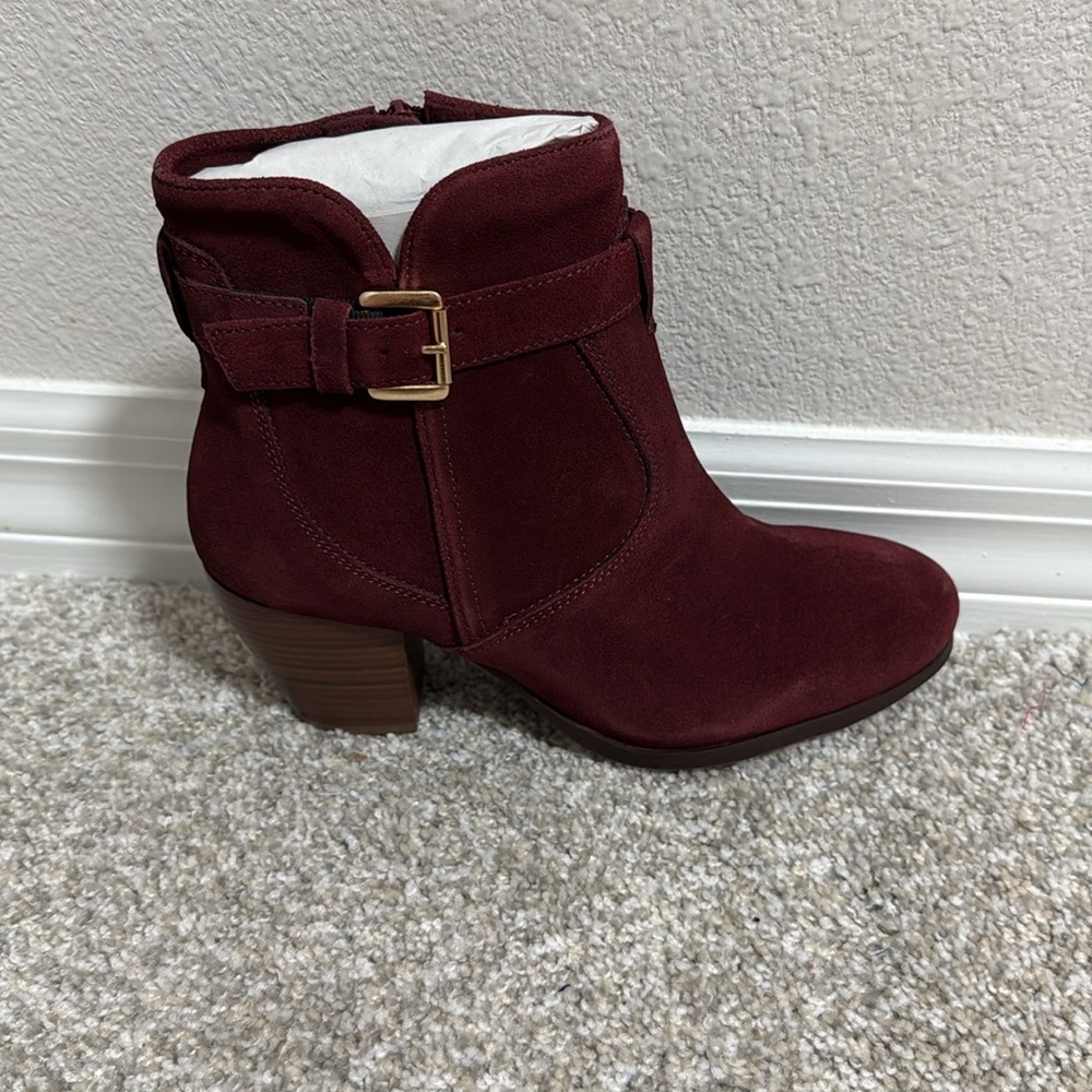 Diba Suede Sleek Ankle Bootie in Burgundy - Picture 4 of 8